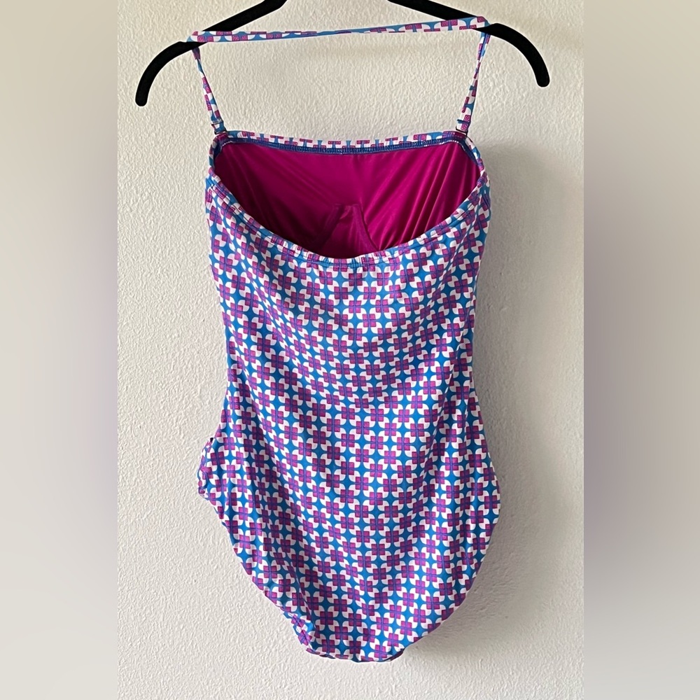 ECHO Design Mid Century Style Retro Geometric One Piece Swimsuit Blue and Purple - Picture 9 of 12